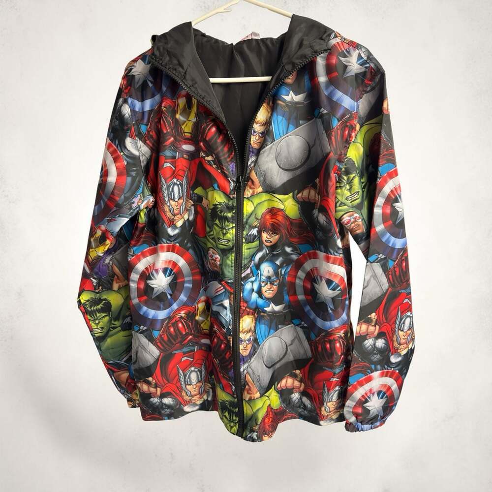 Marvel Avengers All-Over Print Lightweight Full-Zip Hooded Windbreaker Jacket